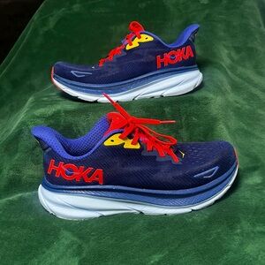 Hoka One One Clifton 9 Navy and Red Running Shoes